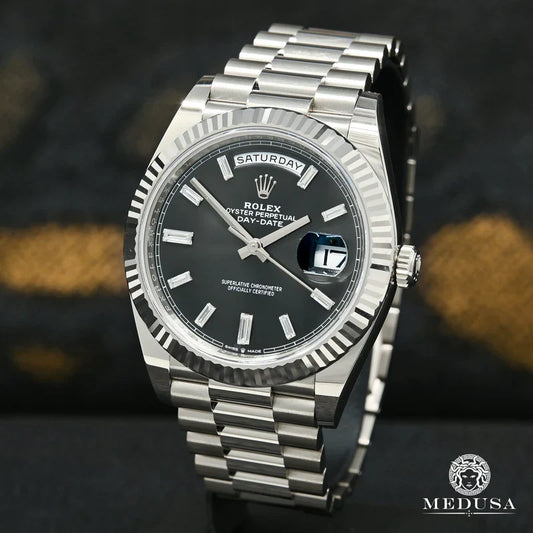 Rolex President Day-Date 40mm Black Baguette White Gold